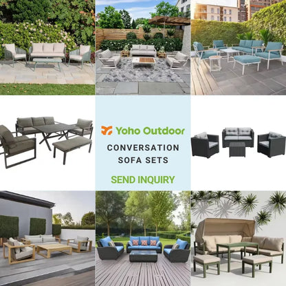 All-Weather 4pcs PE Rattan Sofa Set Luxury Modern Dining and Living Room for Courtyard School Outdoor Garden