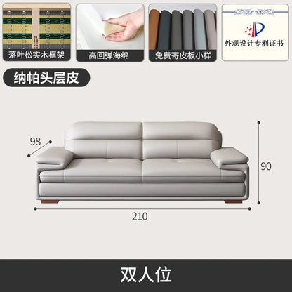 Leather sofa first layer cowhide modern simple size apartment living room left and right concubine leather sofa combination