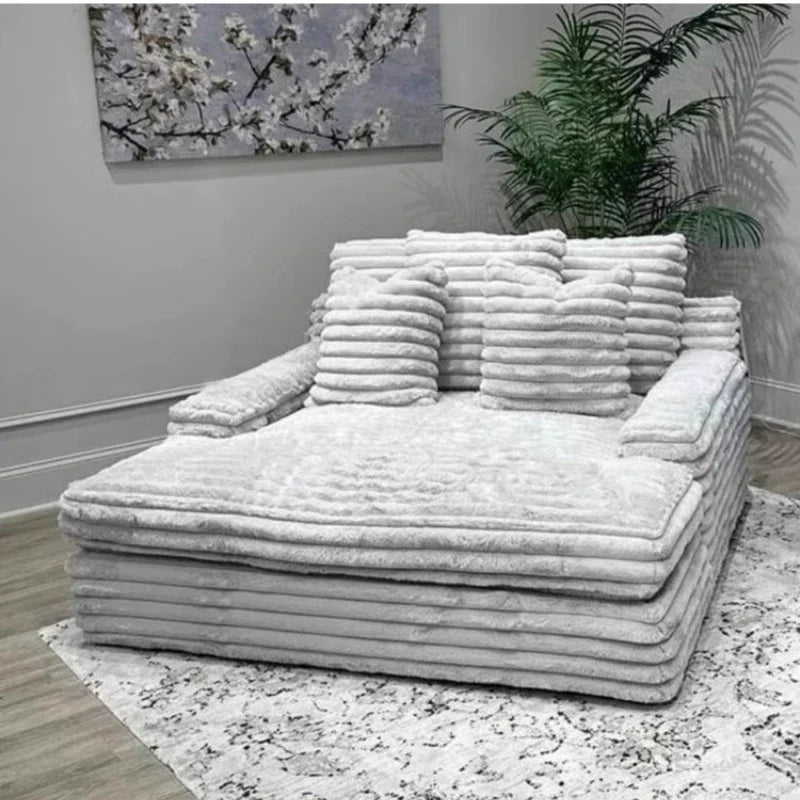 Modern Simple Lazy Sofa Bed Thick Strip Velvet Large Sofa Bed Living Room Furniture Nordic Sofabed Vacuum Compression Sofa Bed