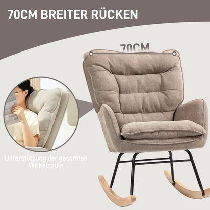 Brown Chenille-Look Rocking Chair (120kg Cap, Armrests, Living/Bedroom)