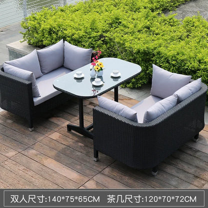 Rattan woven sofa combination terrace leisure outdoor rattan furniture garden courtyard waterproof