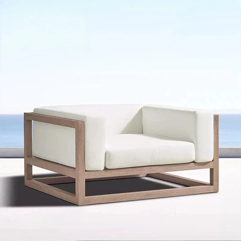 Villa courtyard sofa combination leisure hotel terrace waterproof sunscreen sofa outdoor terrace wood grain lacquer sofa