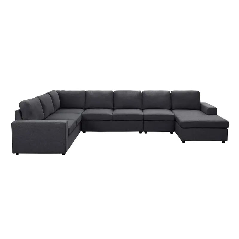 Modular Sectional Sofa with Reversible Chaise in Dark Gray Linen - Ideal for Living Room Comfort and Versatility, Stylish