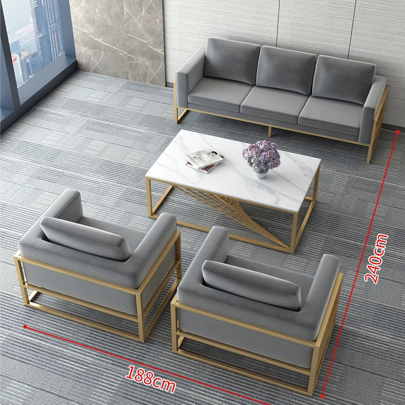 Lobby Sofa Chair Leisure Rest Area Meeting Reception Booth Sofa Table and Chair