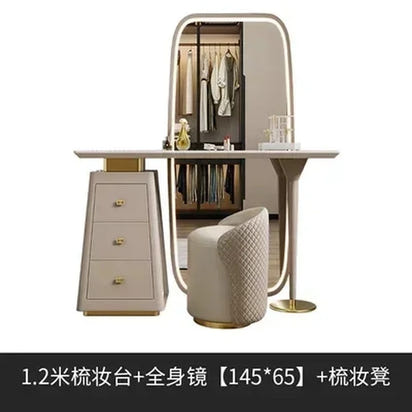 Multifunctional White Makeup Table with Drawers, Nordic Style Luxury Dressing Cabinet for Home Furniture