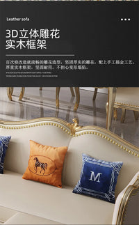 ZZ ZF Light Luxury Leather Solid Wood Sofa Combination Simple Luxury Complete Villa