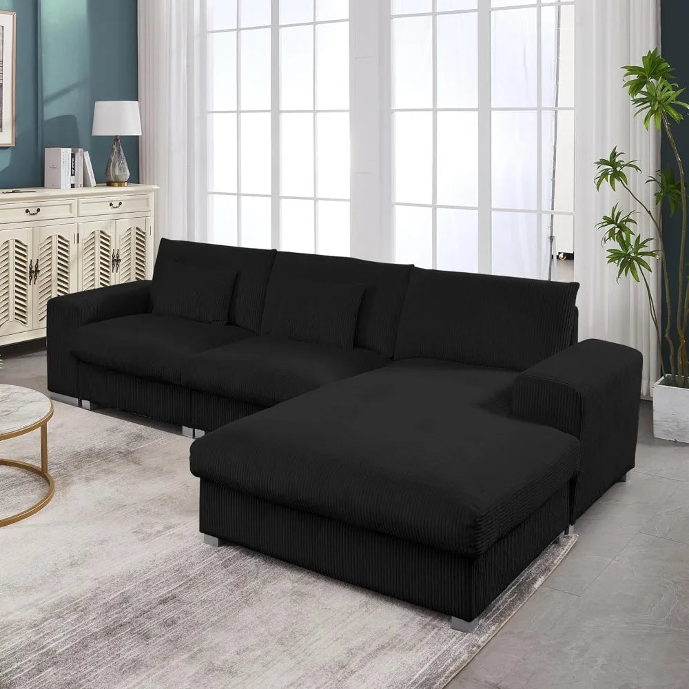 U Shaped Cloud Couch Sectionals Comfy White Sectional Couches for Living Room Modern Oversized Modular Sofas, Corduroy Large Big