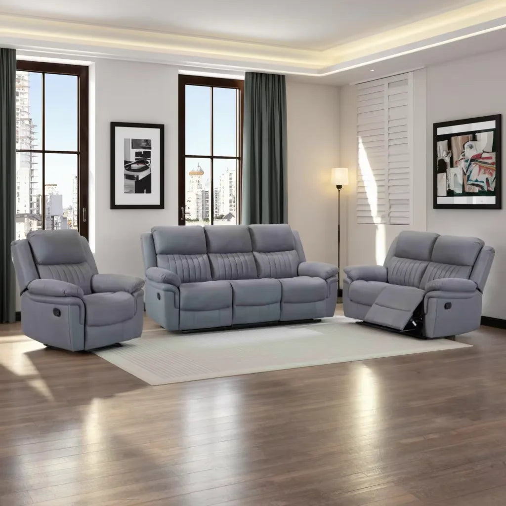 321 Recliner Sofa Set Manual  Modern Comfortable Grey Fabric Recliner Couch Recliners