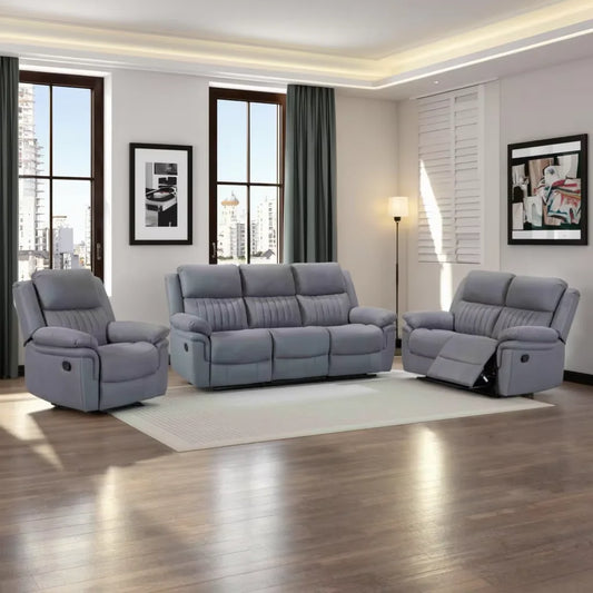 321 Recliner Sofa Set Manual  Modern Comfortable Grey Fabric Recliner Couch Recliners