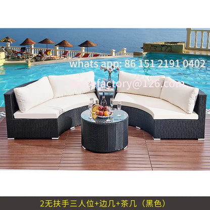 Customizable outdoor sofa villa garden courtyard circular curved rattan sofa coffee table combination outdoor leisure