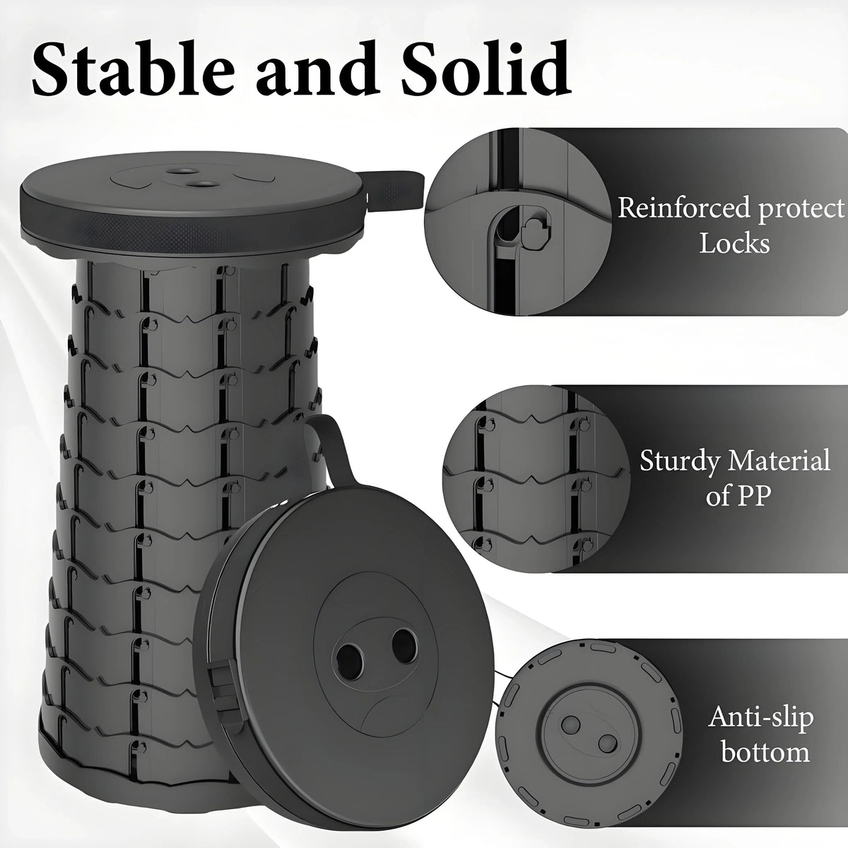 Portable Folding Stool Capacity Compact Camping Seat | Lightweight for Fishing Hiking Outdoor Events Subway Bus Commuting