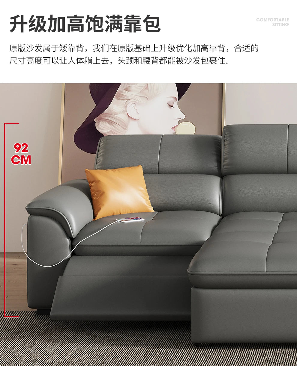 Designer Leather Sofa Living Room Ajustable Lounge Foldable Sofa Reclinable Modular Minimalist Woonkamer Banken Lounge Furniture