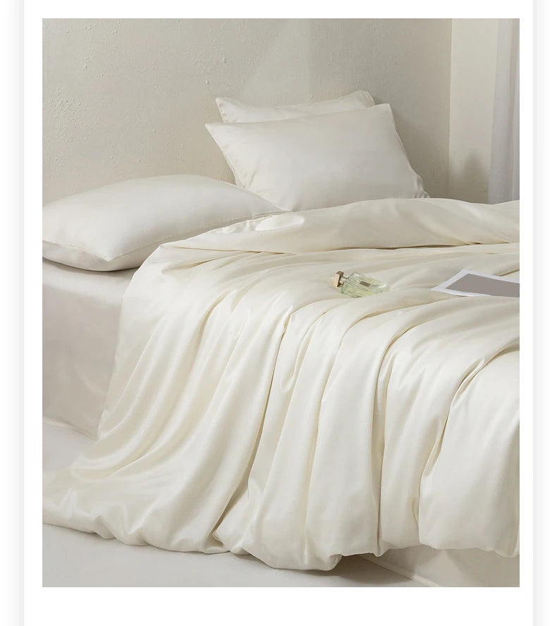 Luxury Bedding Set with Duvet Cover Silk Cotton Duvet Cover Bed Sheet Solid Color bedsheets full set 4 pcs Queen King Size