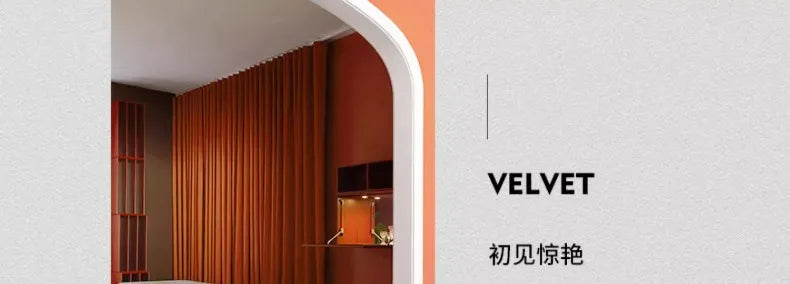 Luxury Nordic Minimalist Blackout Velvet Curtains for Bedroom Living Room Orange Home Decor Custom Tulle and Valance