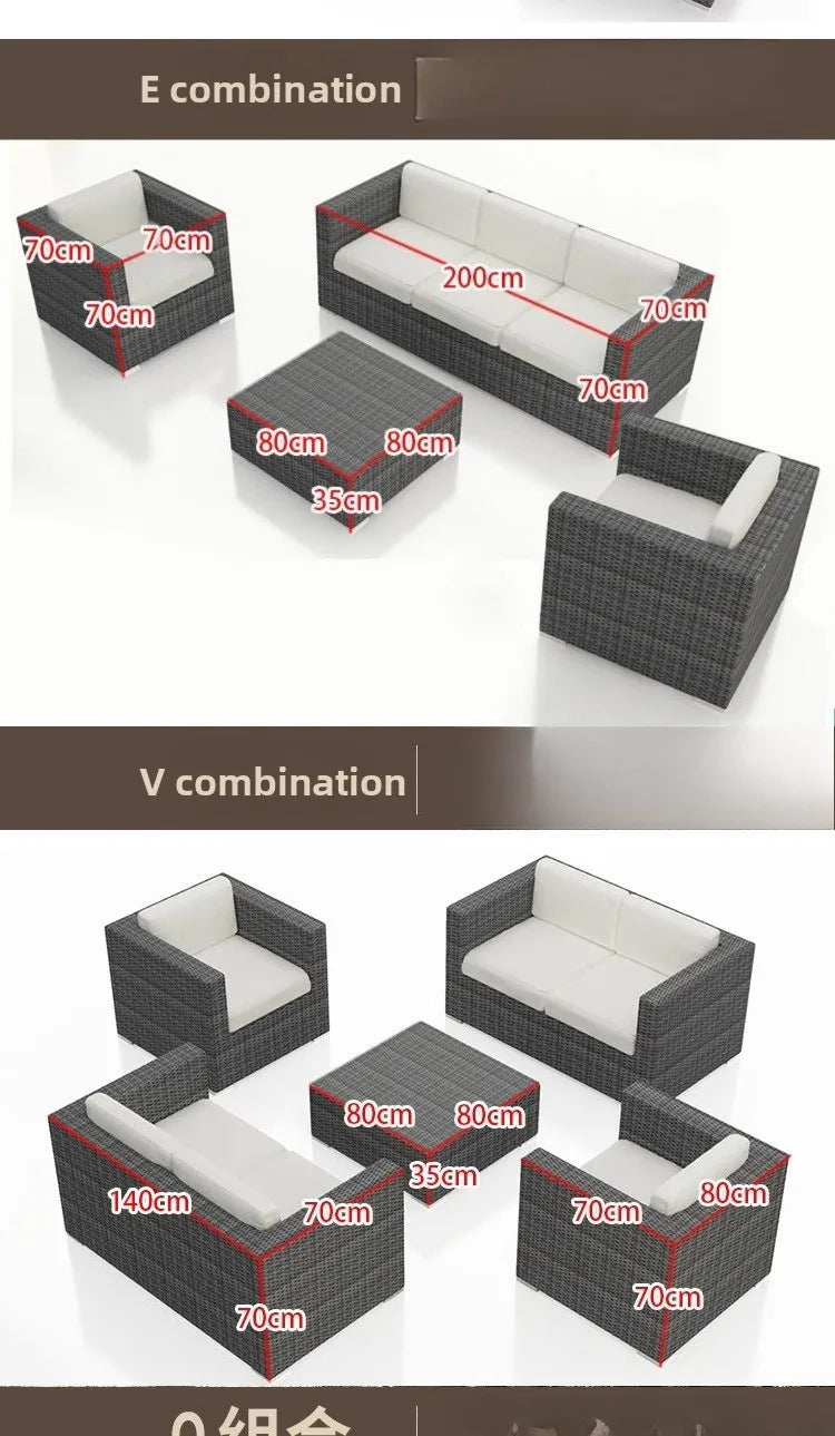 Outdoor sofa combination courtyard garden balcony rattan table and chairs terrace waterproof and sun protection outdoor