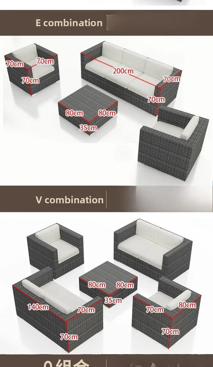 Outdoor sofa combination courtyard garden balcony rattan table and chairs terrace waterproof and sun protection outdoor
