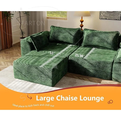 52" Cloud Modular Sectional Couch 4-Seater Sofa with Ottomans U Shaped Couch Deep Seat Sofa