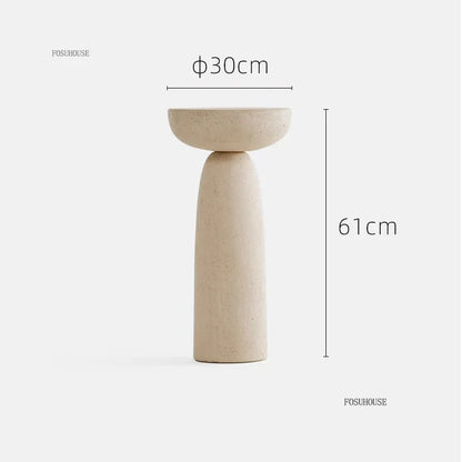 Small Apartment Stone Round Side Tables Wabi-sabi Style Cement Coffee Tables Designer Medieval Style Tea Table Home Furniture