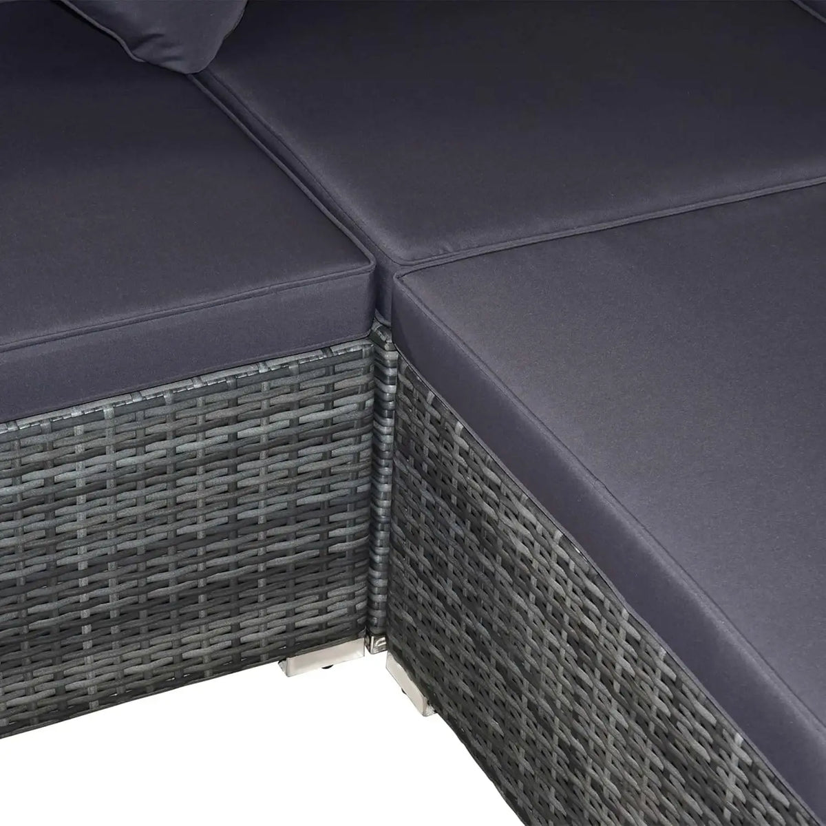7pc PE Rattan Sectional Sofa All Weather Cushions Tempered Glass Tabletop Outdoor Patio Grey, Customized
