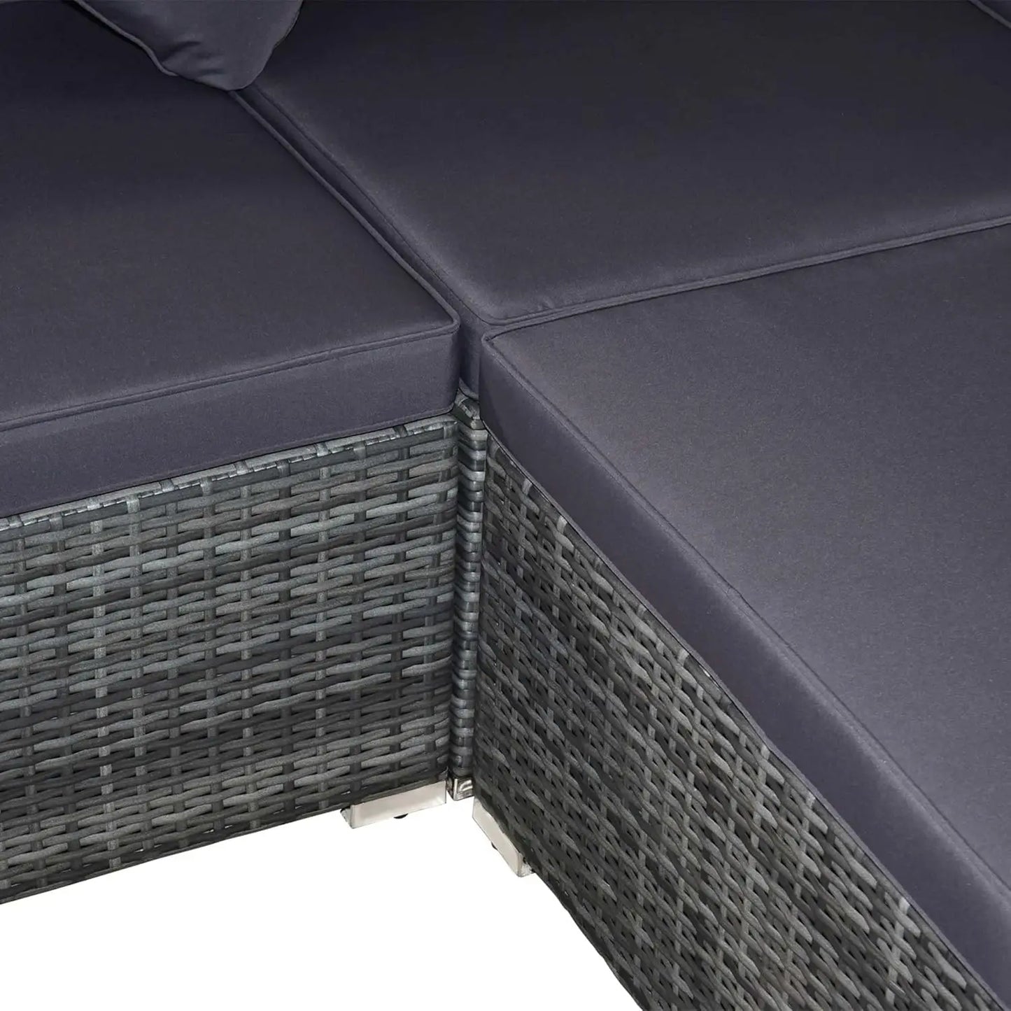 7pc PE Rattan Sectional Sofa All Weather Cushions Tempered Glass Tabletop Outdoor Patio Grey, Customized