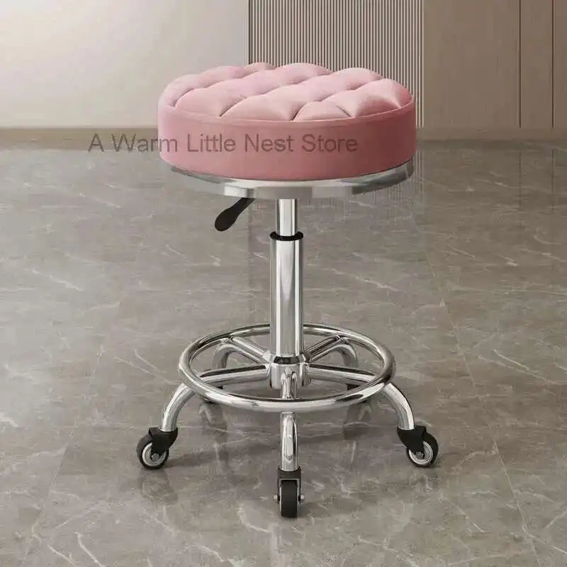 Barber Nail Salon Chair Swivel Wheels Rotating Salon Hair Stylist Barbershop Equipment Furniture Professional Rolling Silla