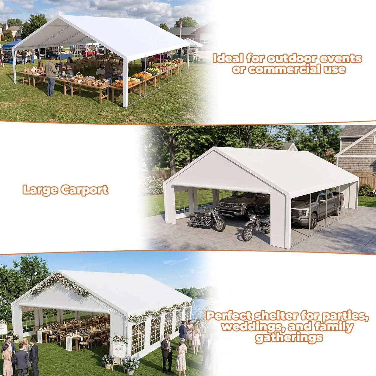20x30 Party Tent Heavy Duty Outdoor Event Tent for Backyard White, Customized