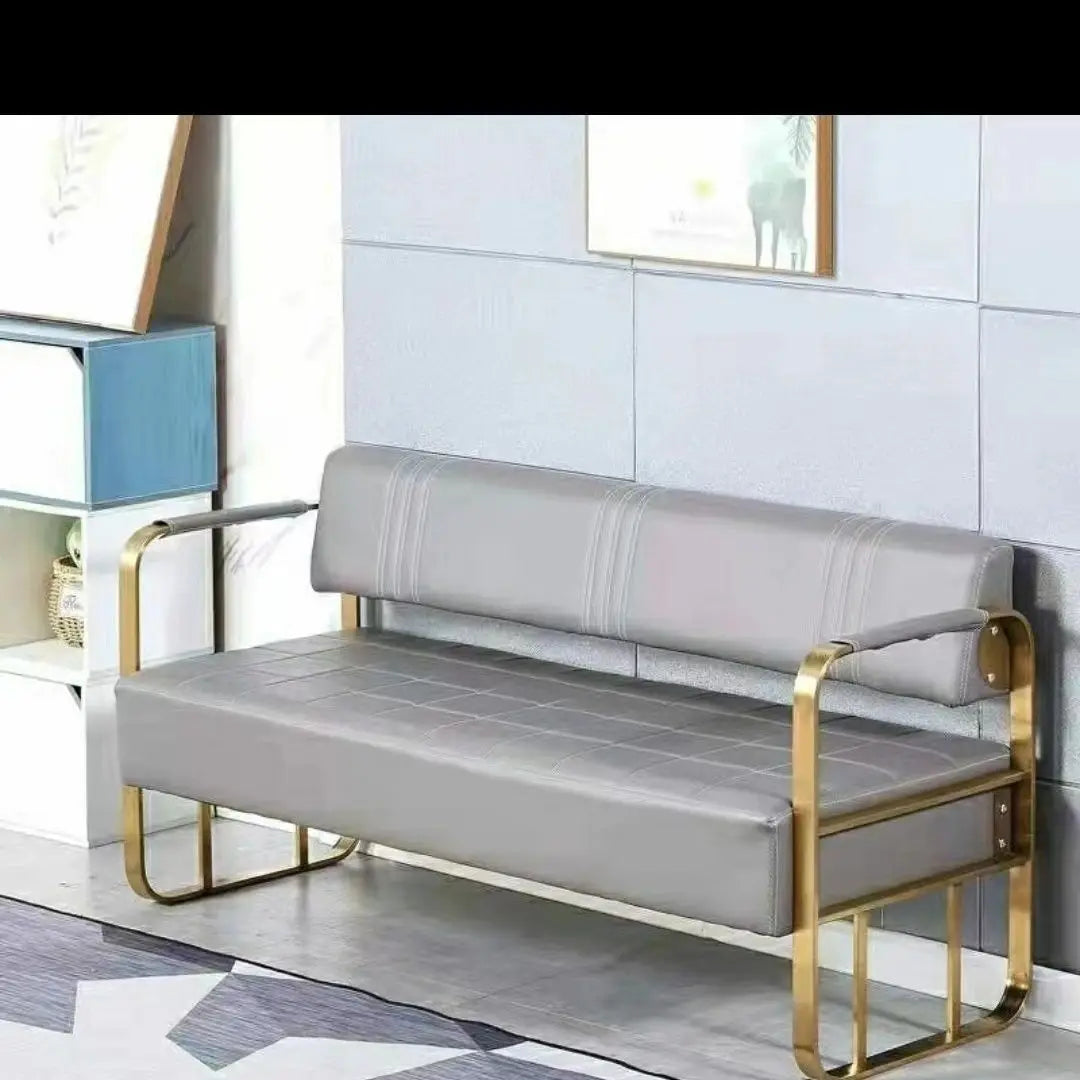 Sofa Barber Shop Waiting Stainless Steel Sofa Chair Fashion Hair Salon Hair Rest Chair Long