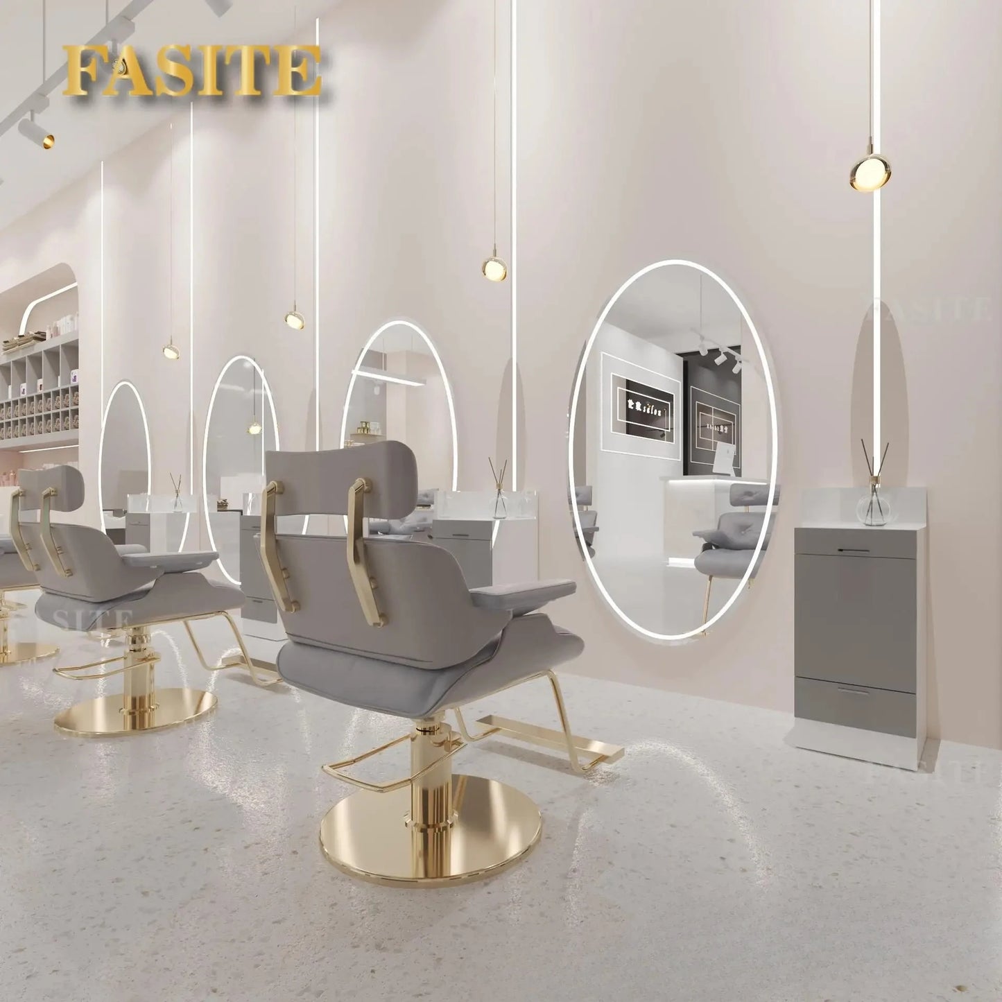 Beauty Barber Shop Mirror Frameless Barber Shop Internet celebrity hair salon