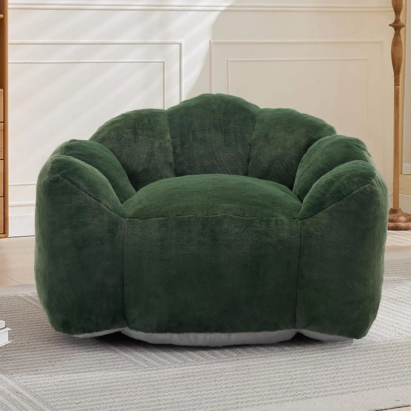 Bean Bag Chair for Adults, Floral Shaped Bean Bag Single Sofa, Ultra Soft Faux Fur Floor Sofa, Oversize Reading, Customized