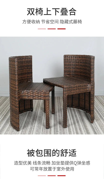 Balcony rattan chair three-piece outdoor courtyard combination small table and chair casual coffee table