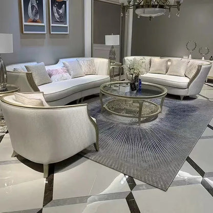 American light luxury solid wood sofa living room combination French fabric sofa simple European small apartment Internet celebr