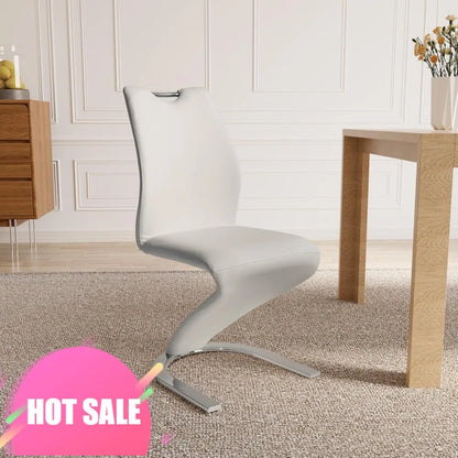 Modern pair of modern upholstered dining chairs with pu leather cushion seats and sturdy design for kitchen and dining room