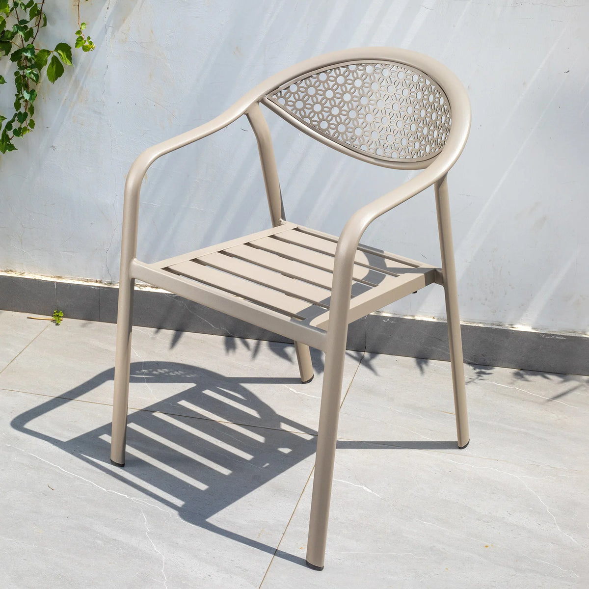 All Aluminum Bistro Chairs Set of 2 Metal Outdoor Chair with Armrests Weatherproof Patio Chair for Garden Backyard Balcony