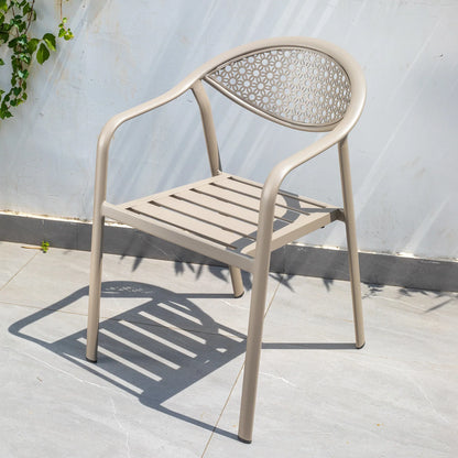 All Aluminum Bistro Chairs Set of 2 Metal Outdoor Chair with Armrests Weatherproof Patio Chair for Garden Backyard Balcony