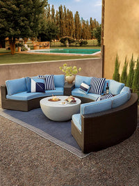Outdoor sofa combination garden terrace leisure rattan circular courtyard outdoor open-air rattan chair sun room rattan sofa