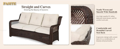 Long - lasting 6 Pieces Patio Furniture Set, Wicker Outdoor Patio Sets, Sectional Rattan Sofa Chairs with Coffee Table