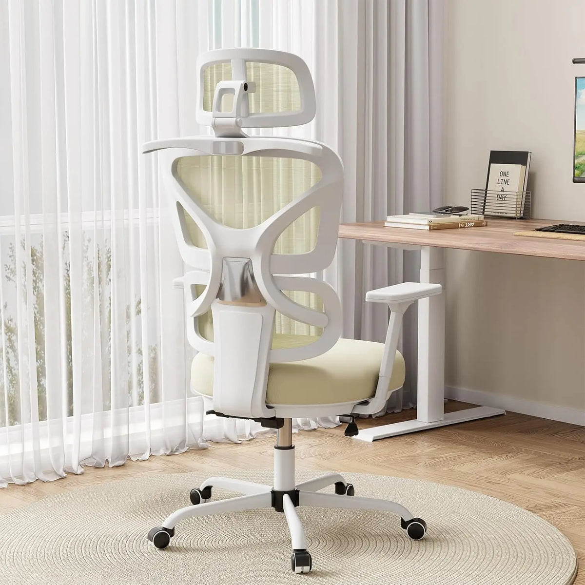 Ergonomic Office Chair Mesh Desk Chair with Lumbar Support and Headrest, High Back Computer Chair with Armrest and, Customized