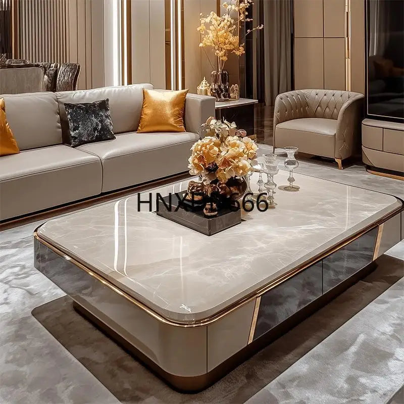 Microcrystalline stone large apartment flat living room coffee table marble