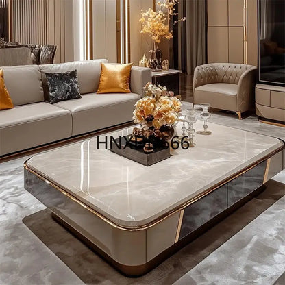 Microcrystalline stone large apartment flat living room coffee table marble