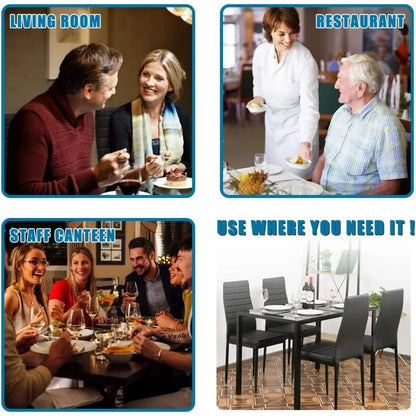 | 5-Piece Dining Table Set | Glass Kitchen Table with 4 Upholstered Chairs | Space-Saving Design