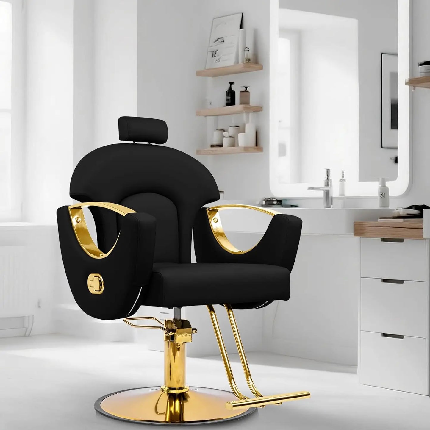 Reclining Barber Chair Styling Hair Chair for Home Barbershop Height Adjustable 360 Swivel Salon Chair for Hair, Customized