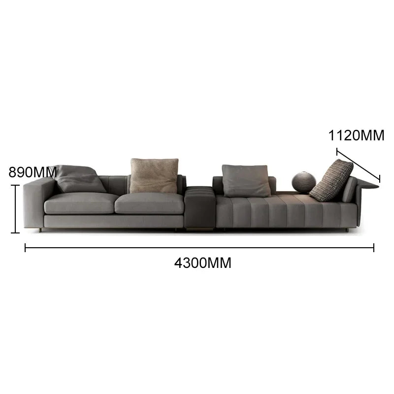 Italian minimalist modern cloth art three person sofa villa large family living room model room combined sofa