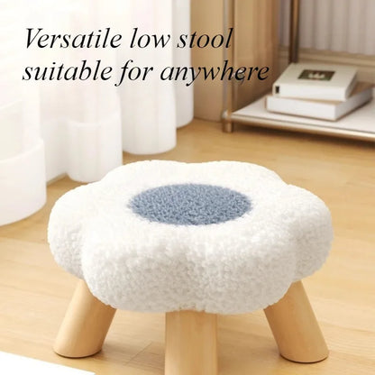 Small stool, household low stool, sofa stool, soft bag stool, living room coffee table stool, solid wood children's stool