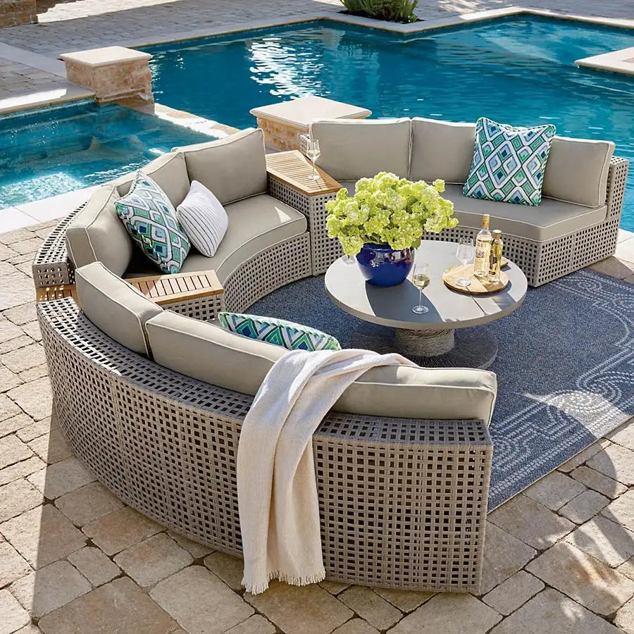 Outdoor sofa, courtyard villa garden outdoor curved leisure sofa combination