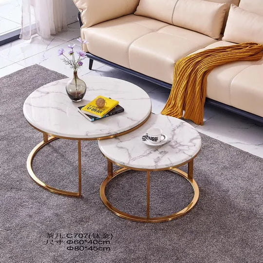 Fashion Internet celebrity marble round coffee table size apartment can be stored