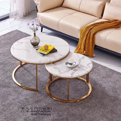 Fashion Internet celebrity marble round coffee table size apartment can be stored