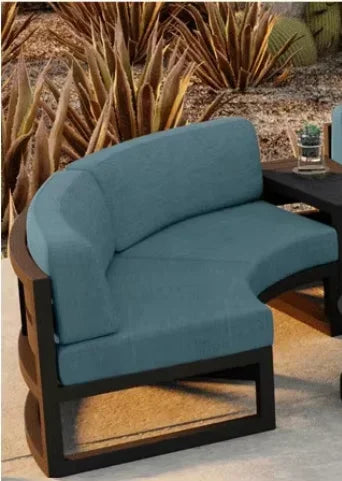 Outdoor Waterproof Sun Protection Garden Sofas Curved Outdoor Sofa Aluminum Alloy Courtyard Villa Reception Sofa Coffee Table P