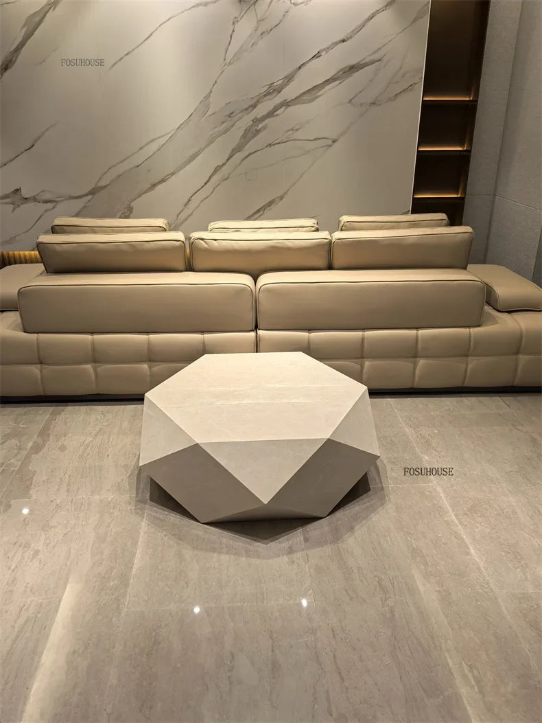 Luxury Rock Board Coffee Tables Villa Living Room Tea Table for Living Room Furniture High-grade Luxurious Side Table