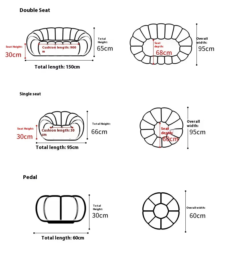Cloud Sofa Plush Pumpkin Sofa Combination Soft And Comfortable Modern Living Room Sofa Suite Apartment Home Decoration Furniture