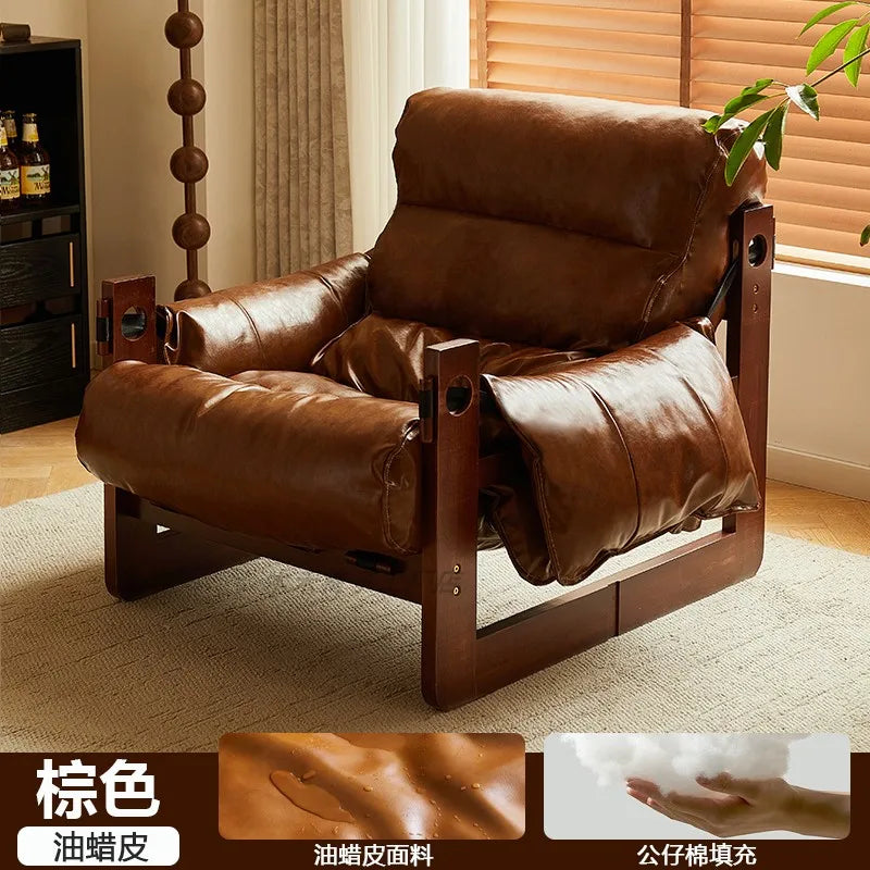 Solid wood sofa chair single chair in living room antique leisure chair